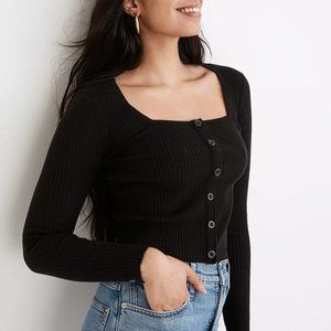 LAST DAY - madewell "Rosseau Square-Neck Crop Cardigan Top"